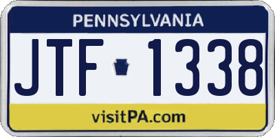 PA license plate JTF1338
