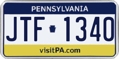 PA license plate JTF1340