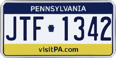 PA license plate JTF1342