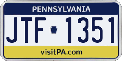 PA license plate JTF1351