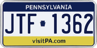 PA license plate JTF1362