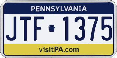 PA license plate JTF1375