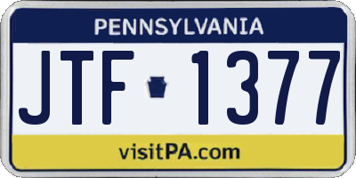 PA license plate JTF1377