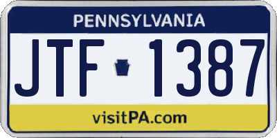PA license plate JTF1387