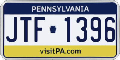PA license plate JTF1396
