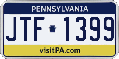 PA license plate JTF1399
