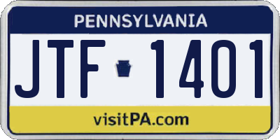 PA license plate JTF1401