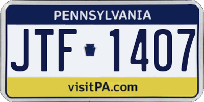 PA license plate JTF1407