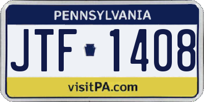 PA license plate JTF1408