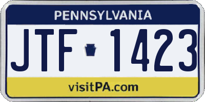 PA license plate JTF1423