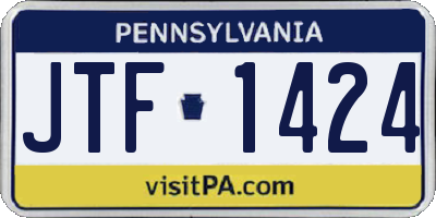 PA license plate JTF1424