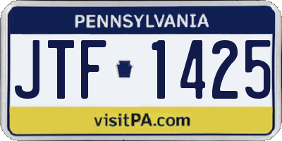 PA license plate JTF1425