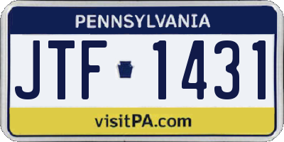 PA license plate JTF1431