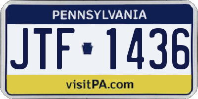 PA license plate JTF1436