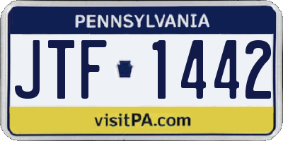 PA license plate JTF1442