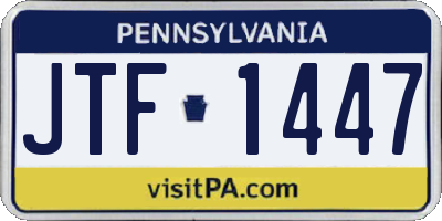PA license plate JTF1447