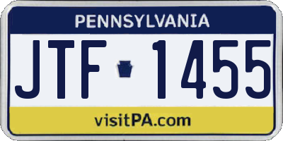 PA license plate JTF1455