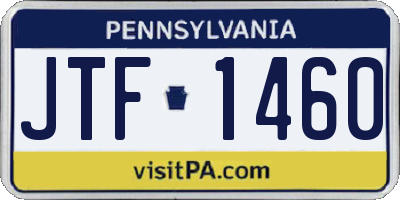 PA license plate JTF1460