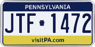 PA license plate JTF1472