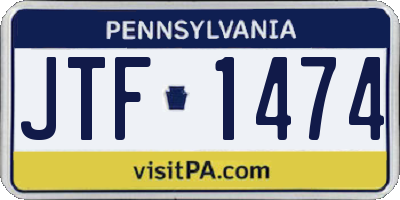 PA license plate JTF1474