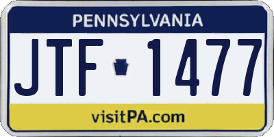 PA license plate JTF1477