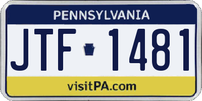 PA license plate JTF1481