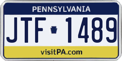 PA license plate JTF1489