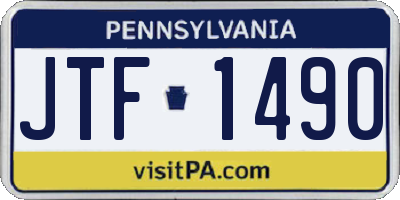 PA license plate JTF1490