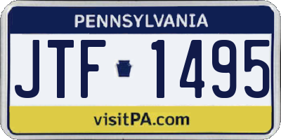 PA license plate JTF1495