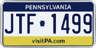PA license plate JTF1499
