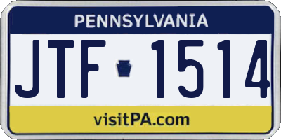 PA license plate JTF1514