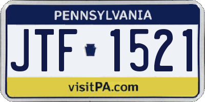 PA license plate JTF1521