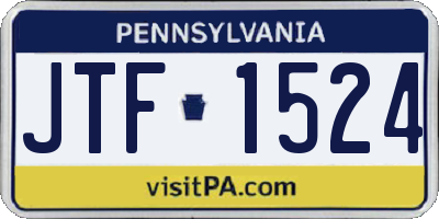 PA license plate JTF1524