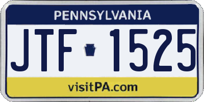 PA license plate JTF1525