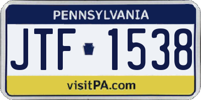 PA license plate JTF1538