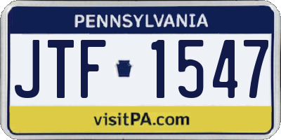 PA license plate JTF1547