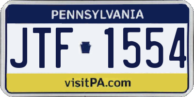PA license plate JTF1554