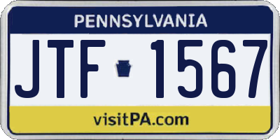 PA license plate JTF1567