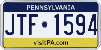 PA license plate JTF1594