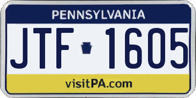 PA license plate JTF1605