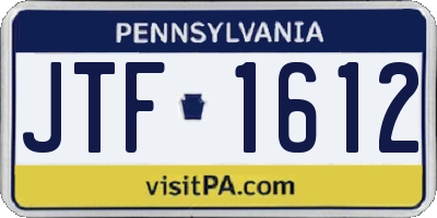 PA license plate JTF1612