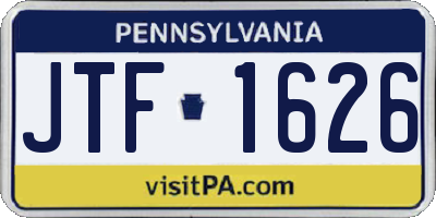 PA license plate JTF1626