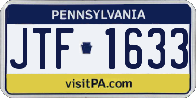 PA license plate JTF1633