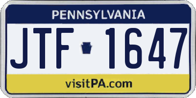 PA license plate JTF1647