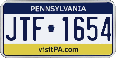 PA license plate JTF1654