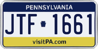PA license plate JTF1661