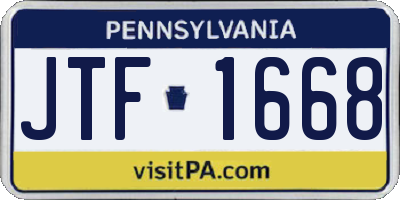 PA license plate JTF1668