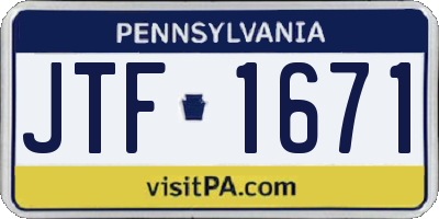 PA license plate JTF1671