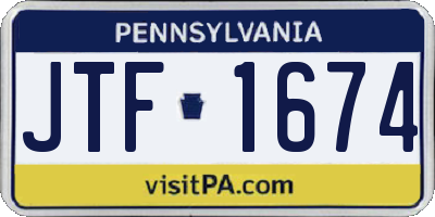 PA license plate JTF1674