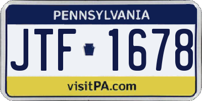PA license plate JTF1678